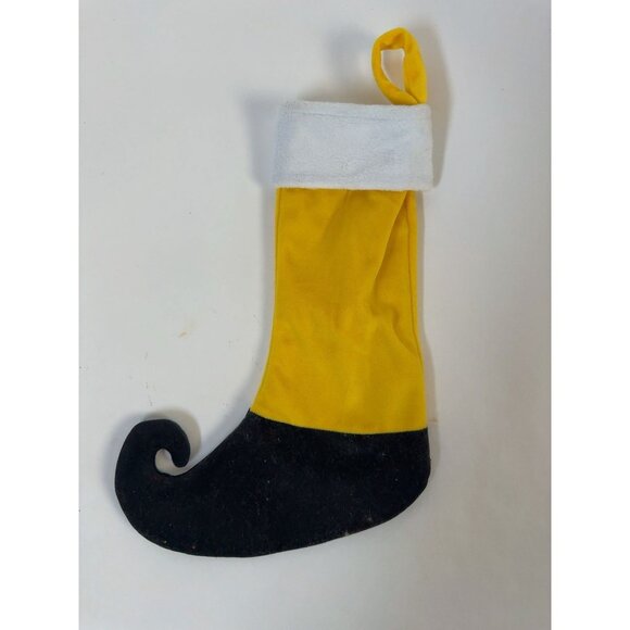 Yellow Elf-Themed Christmas Stocking With Embroidered Hat & Red Feather - Picture 5 of 12